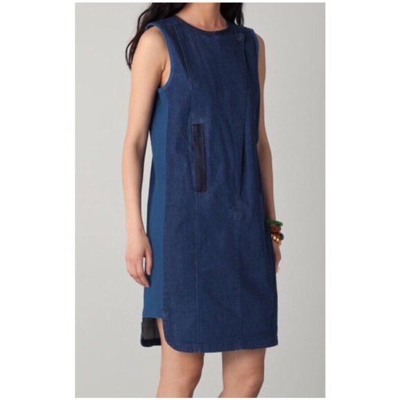 Tory Burch Dresses & Skirts - Tory Burch "Pierced Zipper" Denim Shift Dress w/ Pockets | Sz Small | Navy Blue